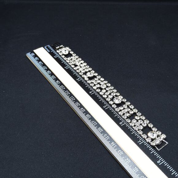 Vintage 1960s Wide Rhinestone Bracelet, Rhodium Plated - Picture 6 of 10